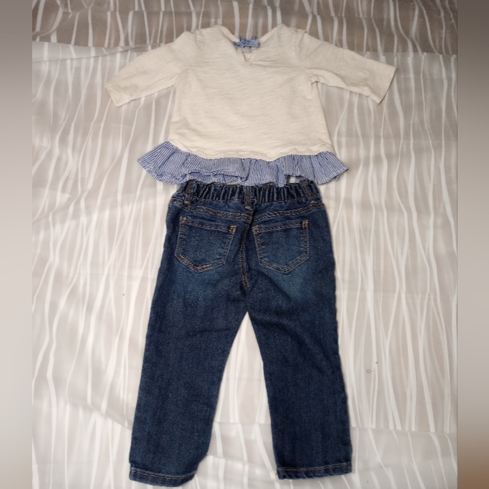 Oshkosh B'gosh Two piece Set Blue White Denim Size 18M - Picture 2 of 12